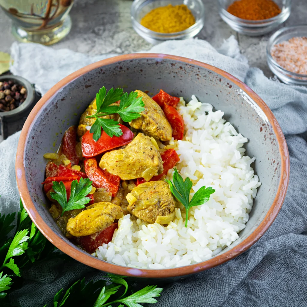 curry de pollo con leche de coco